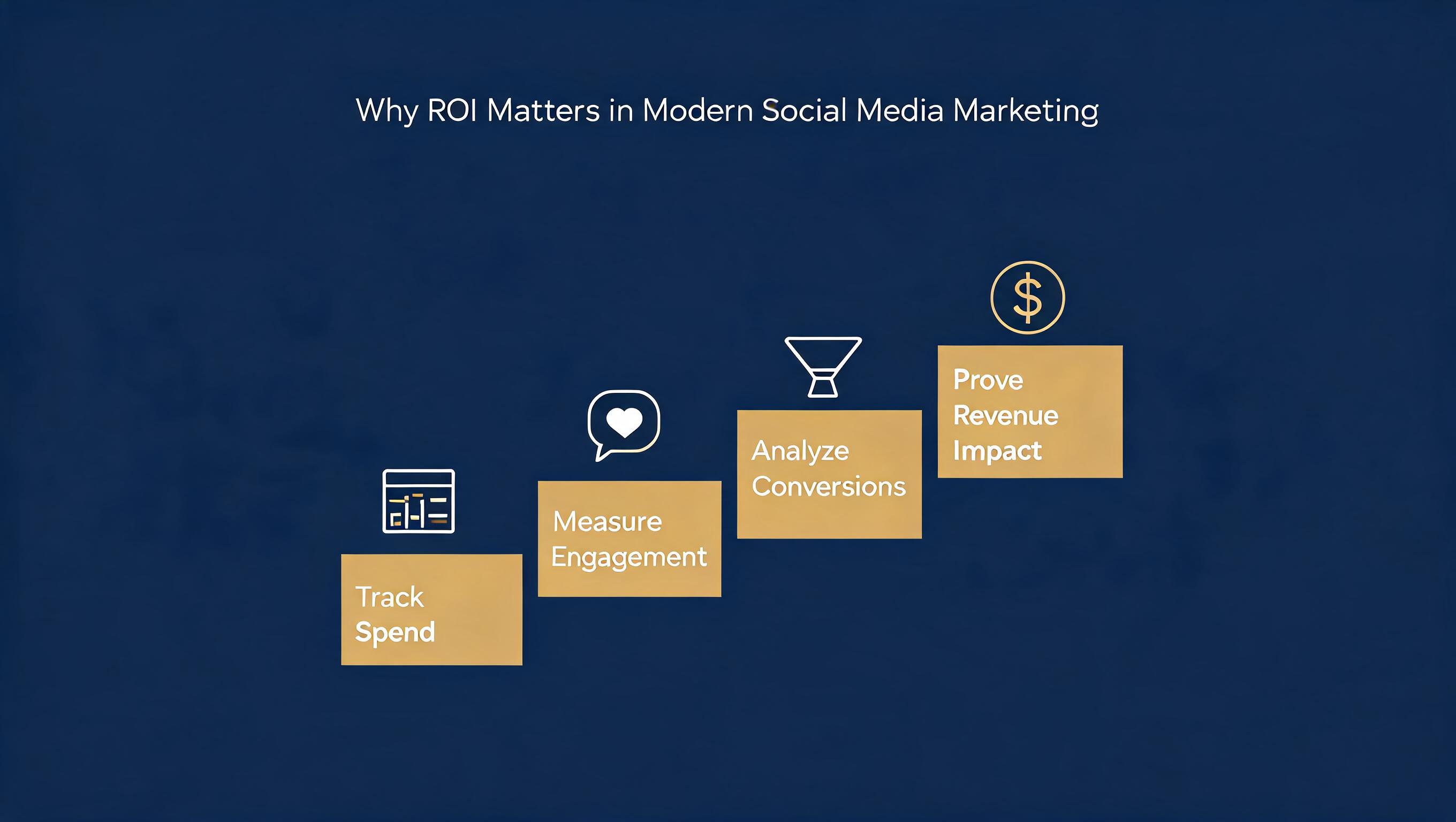 Social media marketing dashboard displaying ROI metrics, engagement rates, and campaign performance analytics.