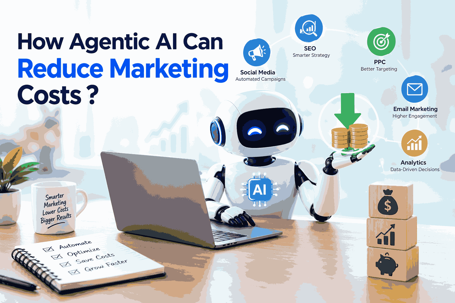 Agentic AI reducing marketing costs in 2026 through automated campaigns, smart optimization, and AI-powered marketing workflows.