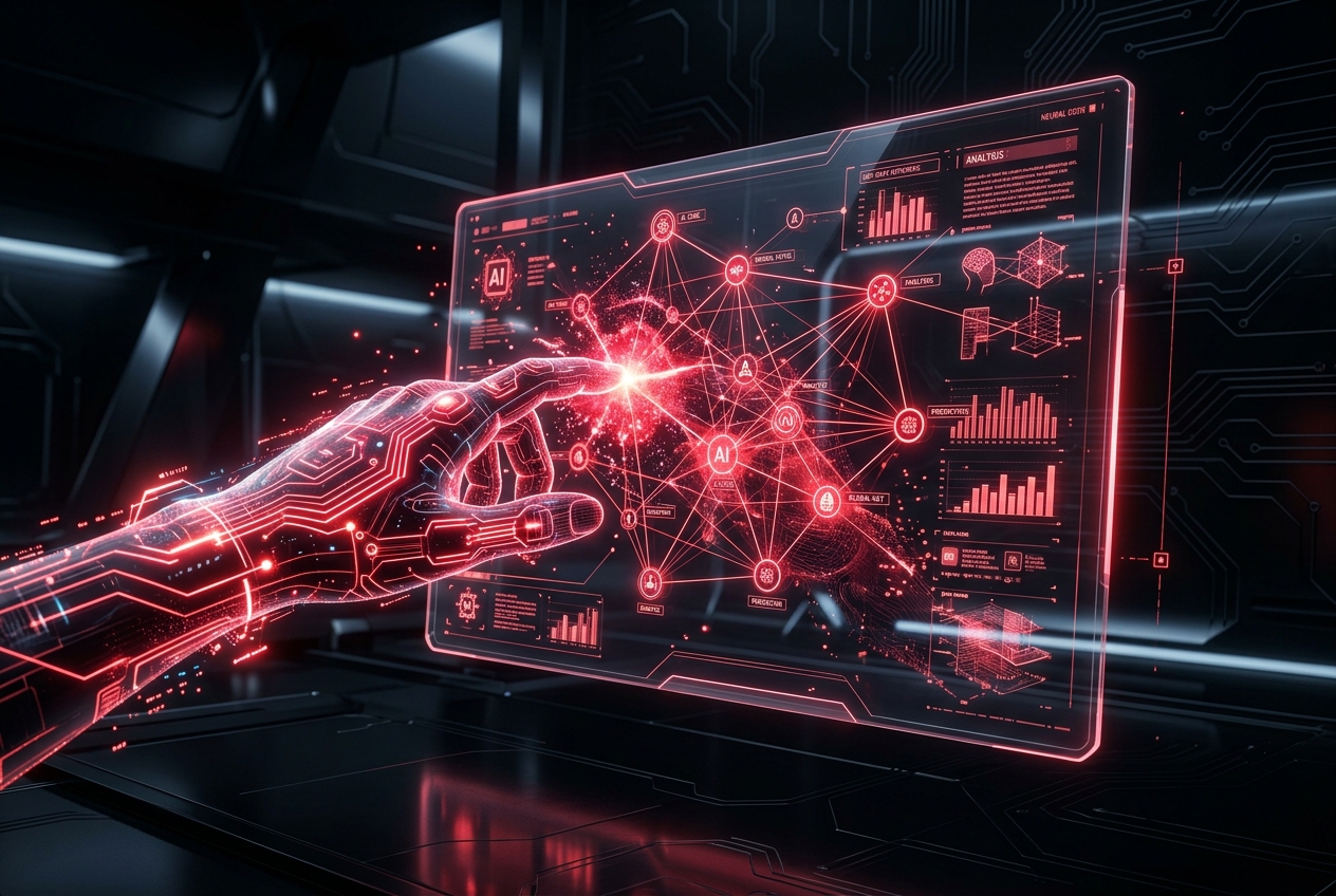 Conceptial Media glowing AI network connections